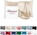 Beige Silk Pillow Cases Queen, 100% Mulberry Silk Pillowcase by ROSEWARD