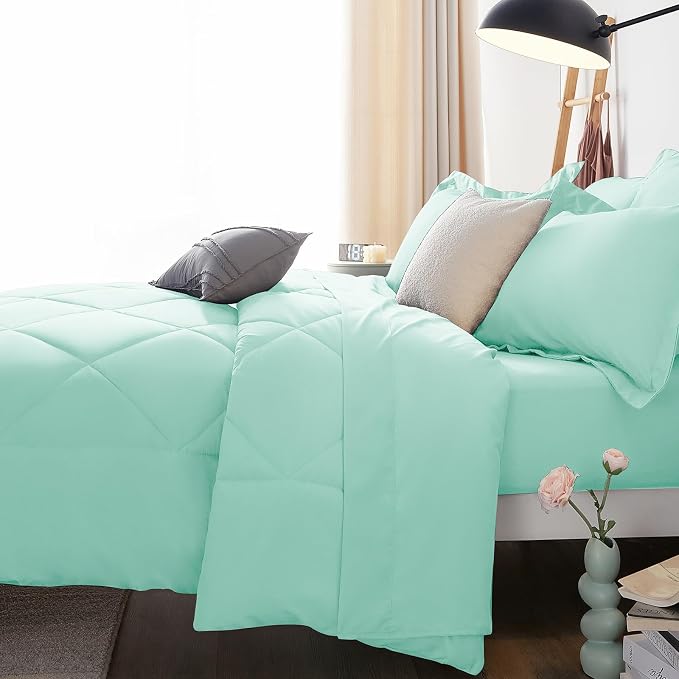 CozyLux Full Size Comforter Sets Mint Green - Image 9