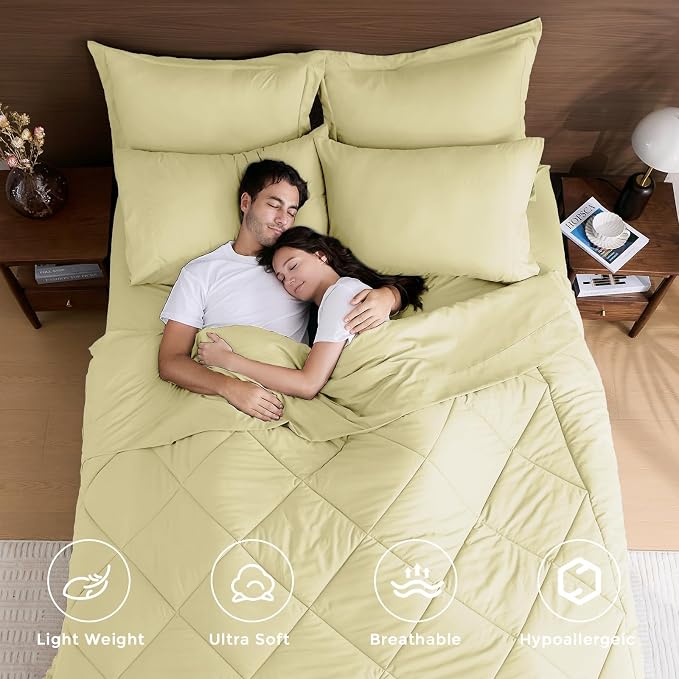 HEVUMYI Cream Yellow Twin-XL Comforter Set - Image 2