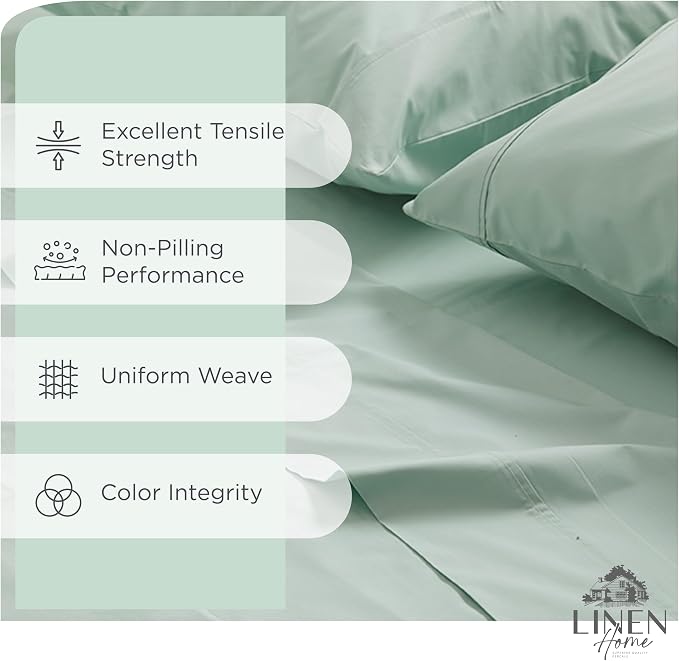 Linen Home 100% Cotton Percale Sheets Twin Size, Pastel Turk, Deep Pocket - Image 2