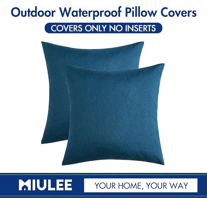 MIULEE Pack of 2 Decorative Outdoor Solid Waterproof Throw Pillow Covers Faux - Image 6