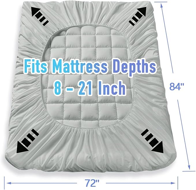 MATBEBY Bedding Quilted Fitted California King Mattress Pad Cooling Breathable - Image 5