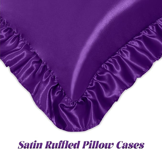 Homiest Ruffle Satin Body Pillow Cover, Silky Satin Body Pillowcase - Image 4