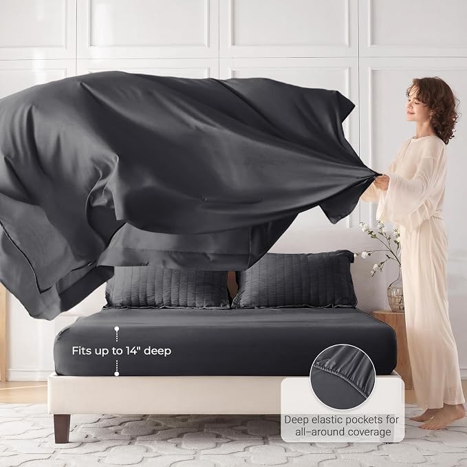 MUXHOMO 5 Pieces Twin Comforter Set, Seersucker Bed in a Bag Twin Size - Image 3