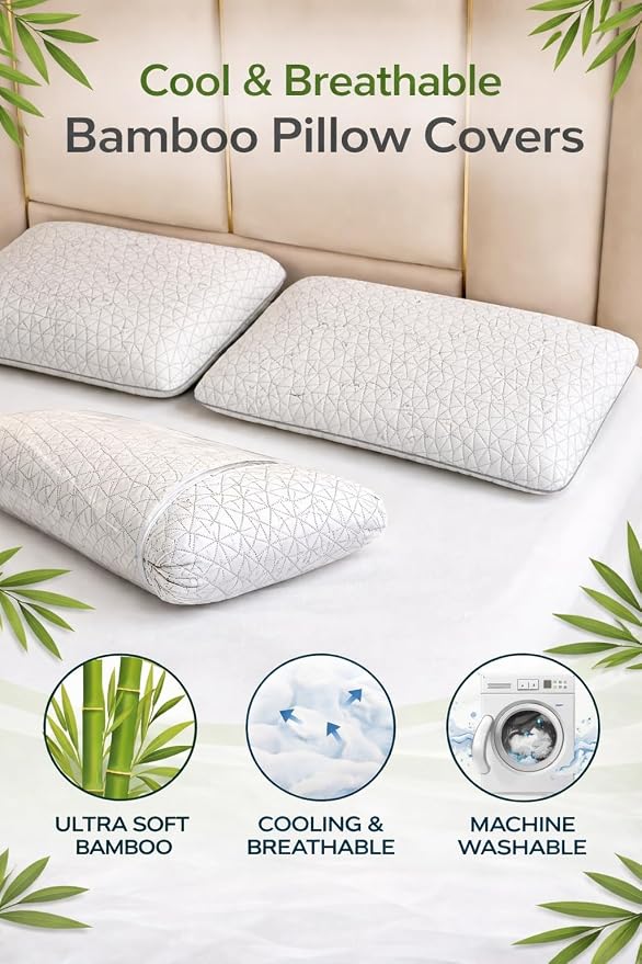 Quilted Bamboo Pillow Cover Collection – Cooling Pillow Protector - Image 4