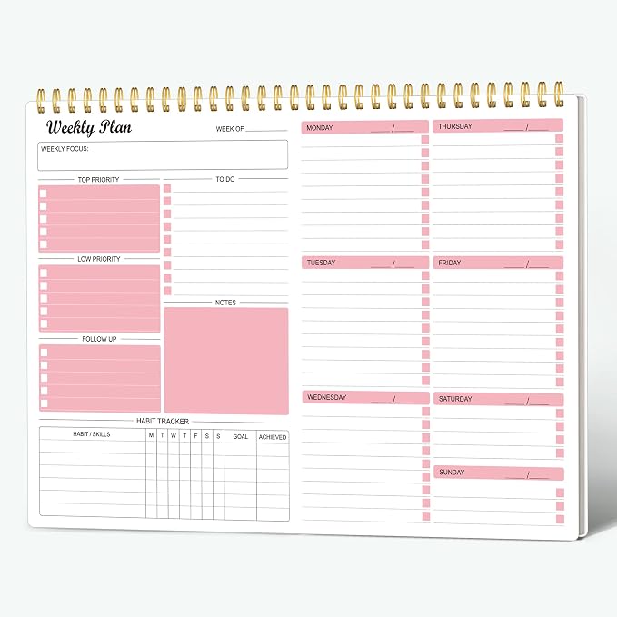 Weekly Planner Notepad Undated Weekly Goals Schedule Planner To Do List by RegoldenBook