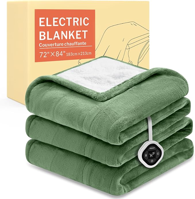 HOMLYNS LuxeHeat Heated Blanket Electric Blanket Full Size, Soft Flannel Sherpa by HOMLYNS