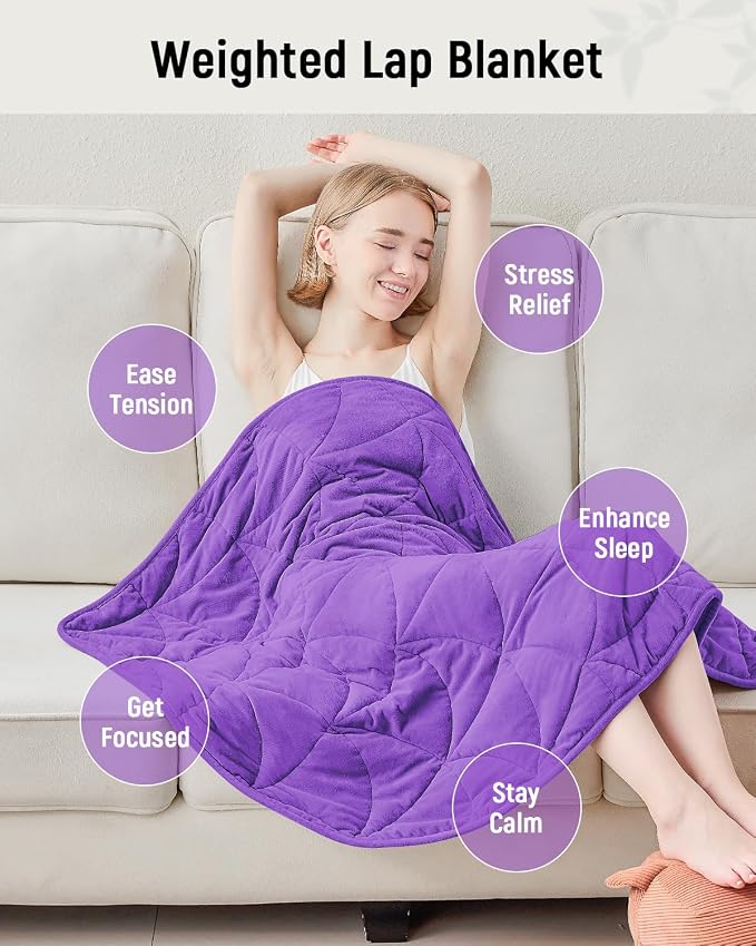 Weighted Lap Blanket 7 lbs for Adults, Luxury Soft Small Weighted Blanket - Image 2