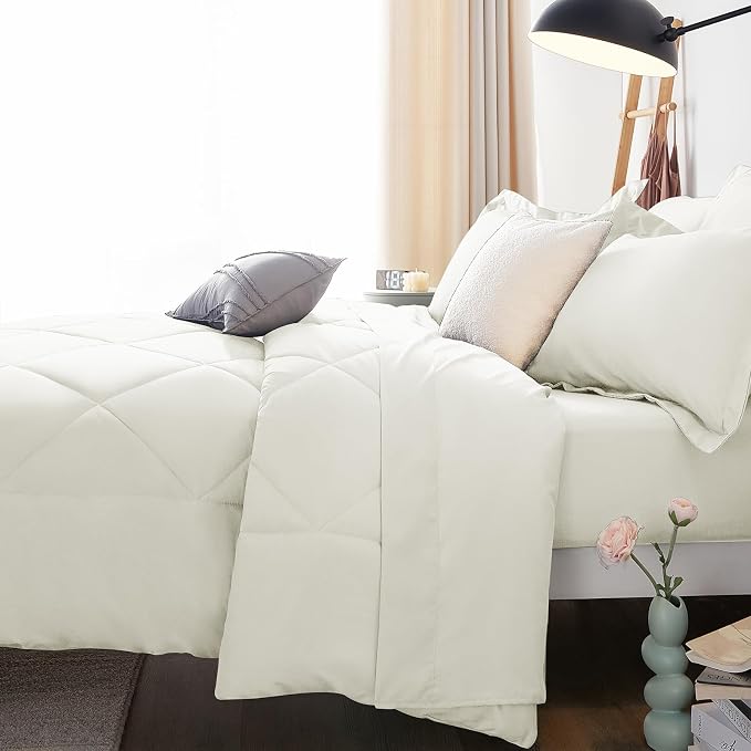 CozyLux Full Size Comforter Sets Ivory - Image 9