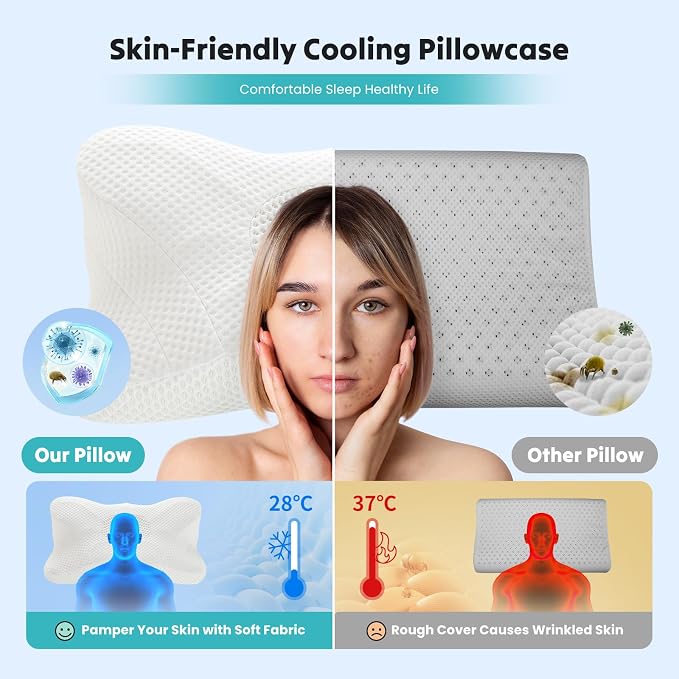 DUMOS Cervical Neck Pillow, Cooling Ergonomic Memory Foam Pillows - Image 3