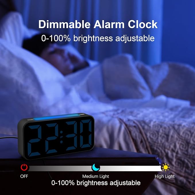 Topski Loud Alarm Clocks for Bedrooms Heavy Sleepers, Plug-in Digital Bedside - Image 5