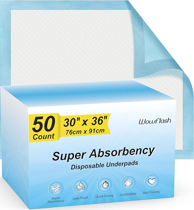 Wowflash Super Absorbency Disposable Leakproof Underpads by Wowflash