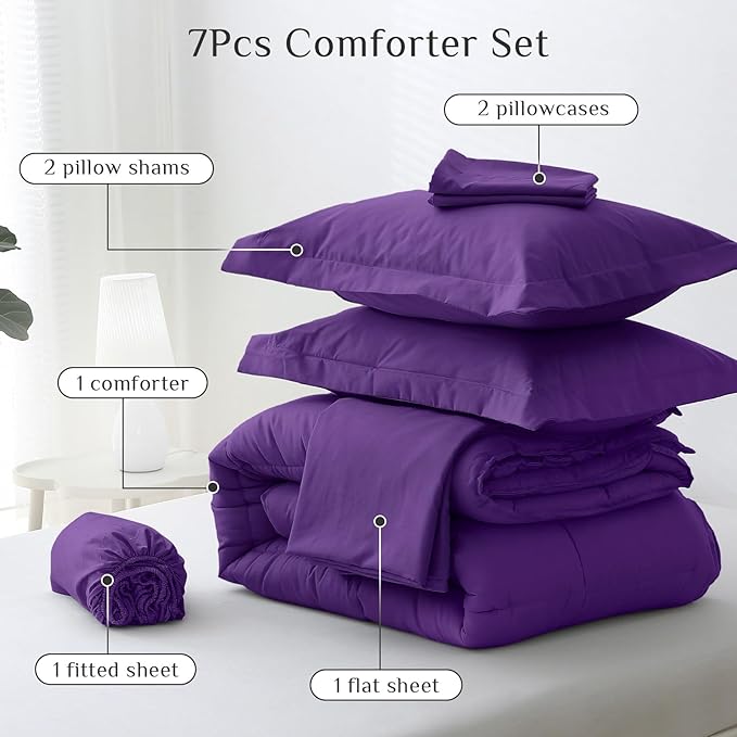 JOLLYVOGUE King Comforter Set, Ultra-Soft Bed in a Bag King Size 7 Pieces - Image 5