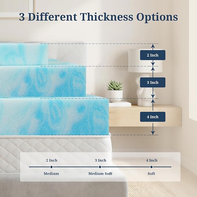 IULULU Cal King Size Mattress Topper, 4 Inch Gel Memory Foam Topper, Plush - Image 4