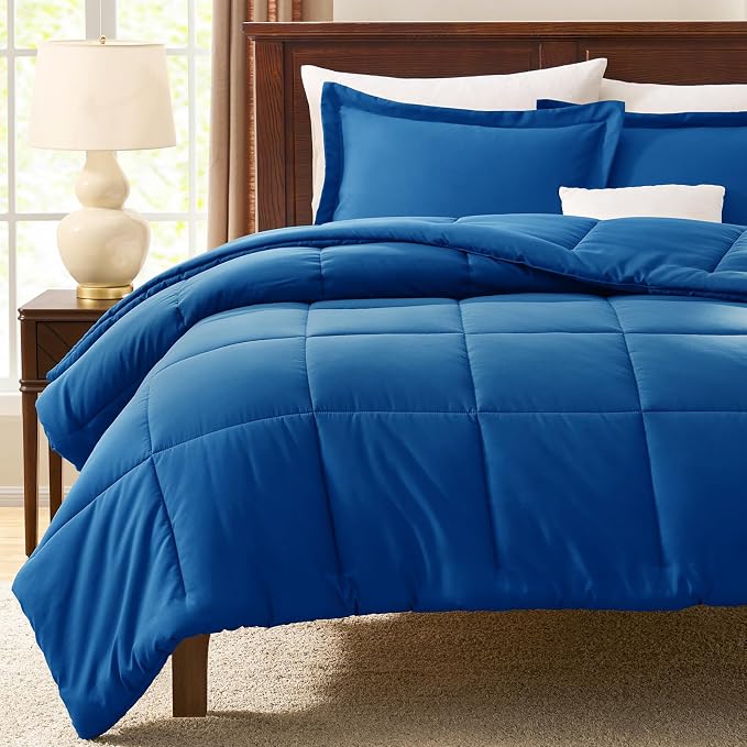 CozyLux Queen Comforter Set Classic Blue - Image 7