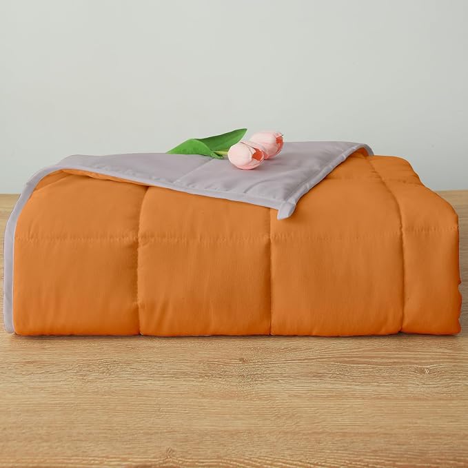 Weighted Blanket 12lbs Queen Size Orange Grey 60"x80" Weighted Blankets by PRETTY+NIGHT