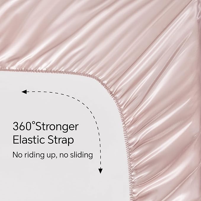 BEDELITE California King Sheets Set, Luxury Soft Pink Satin Sheets - Image 5