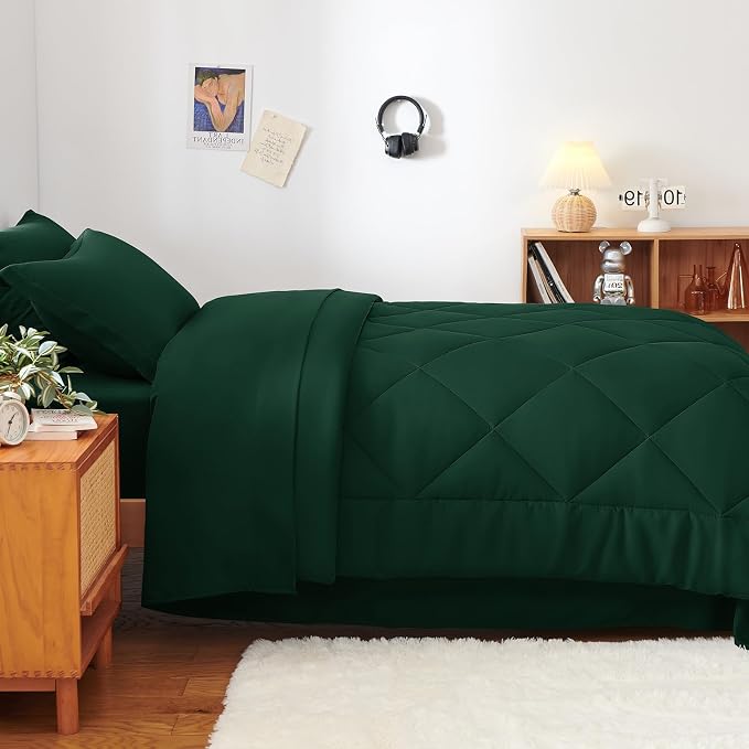 CozyLux Twin XL Comforter Set Emerald Green - Image 6