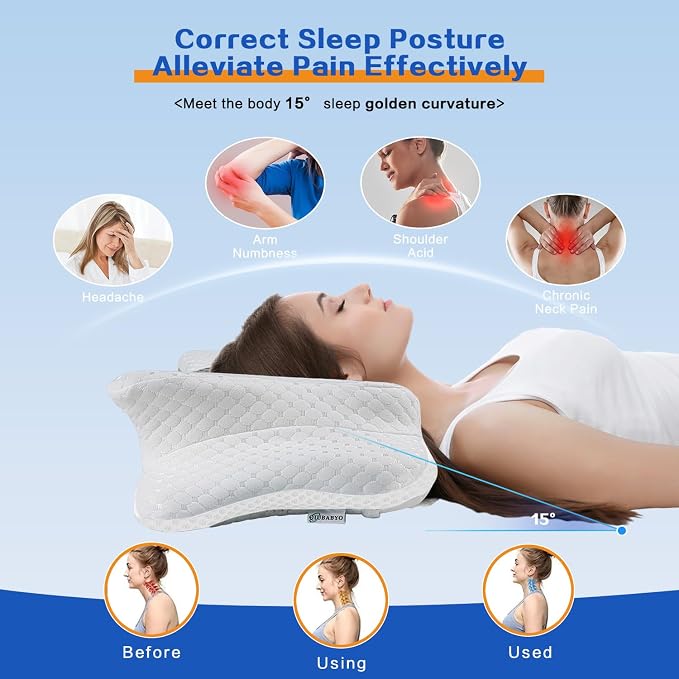Pain Relief Cervical Pillow for Neck Support, Adjustable Ergonomic Pillow Cozy - Image 4