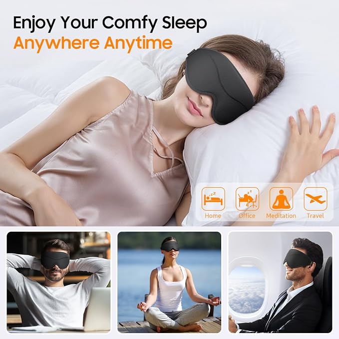 BeHoomi Sleep Mask, 2 Packs Premium Eye Mask - Image 7