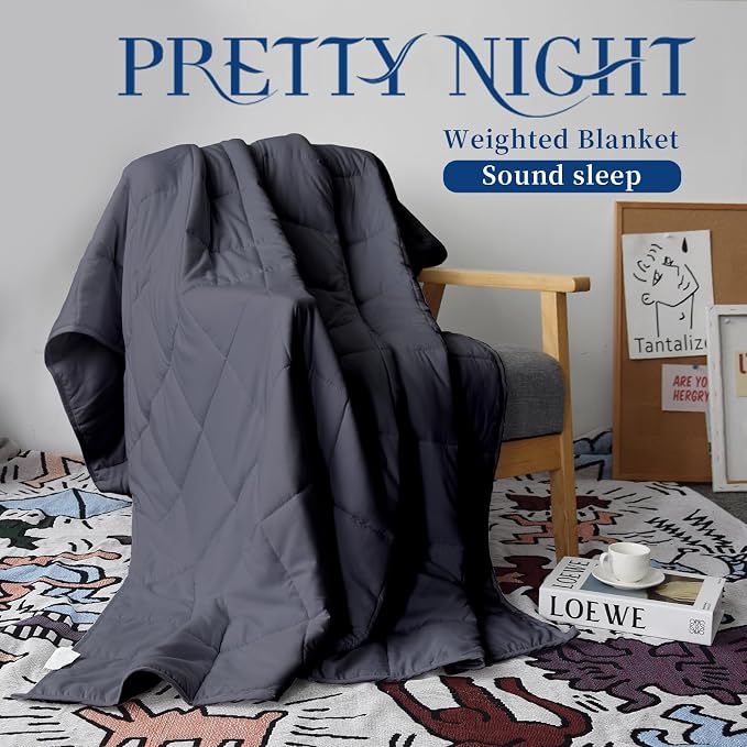 Weighted Blanket 7lbs Twin Size Dark Grey 41"x60" Weighted Blankets Heavy - Image 2