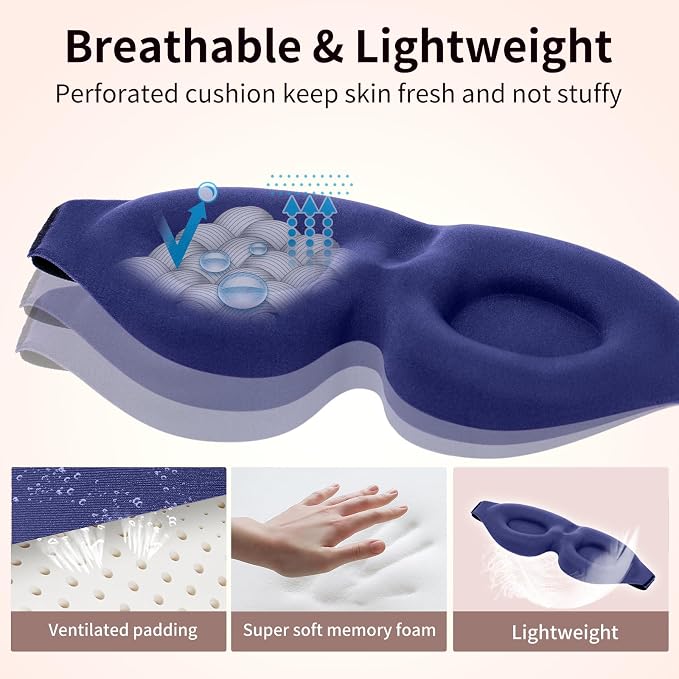 NEWVANGA Sleep Mask for Back and Side Sleeper, Block Out Light, Luxury Sleeping - Image 6