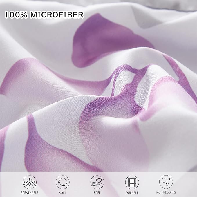 Yogeneg Botanical Comforter Set Queen Size 7 PCS Bed in a Bag, Soft Microfiber - Image 5