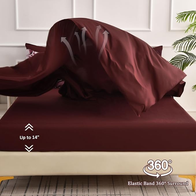 Luxudecor Burgundy Floral Comforter Set Queen Size 7 Piece, Flower Bed in a Bag - Image 5