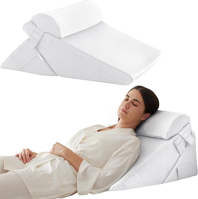 Bedluxe 3Pcs Orthopedic Bed Wedge Pillow Set, Foam Wedge Pillow Post Surgery by Bedluxe