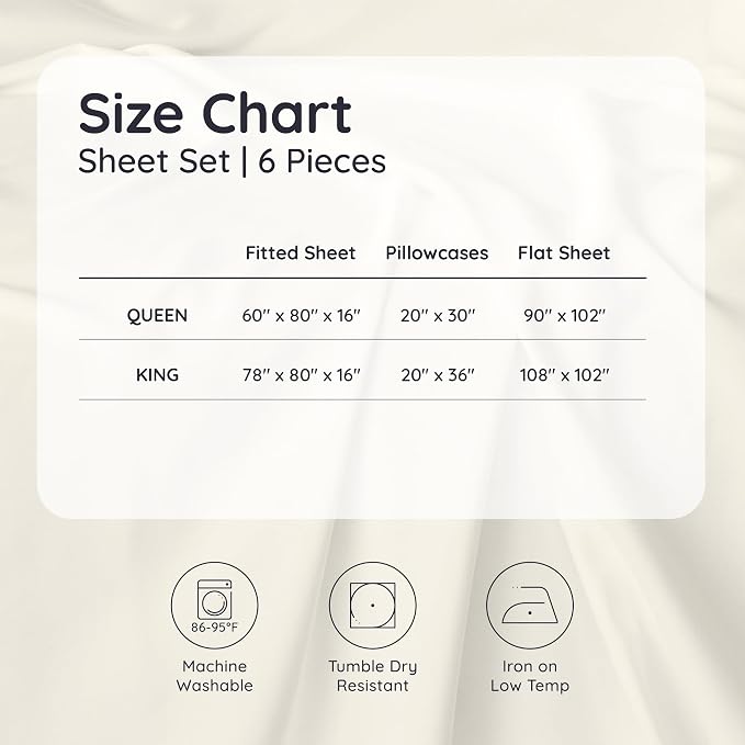 Bambaw 100% Viscose Derived from Bamboo Sheets Queen Size Set – 6pcs Deep - Image 8