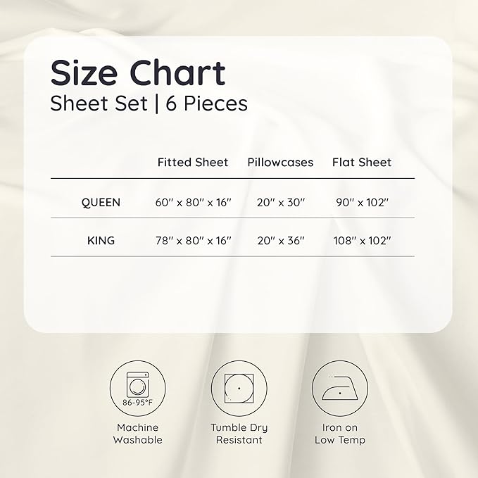 Bambaw 100% Viscose Derived from Bamboo Sheets King Size Set – 6pcs Set of - Image 8