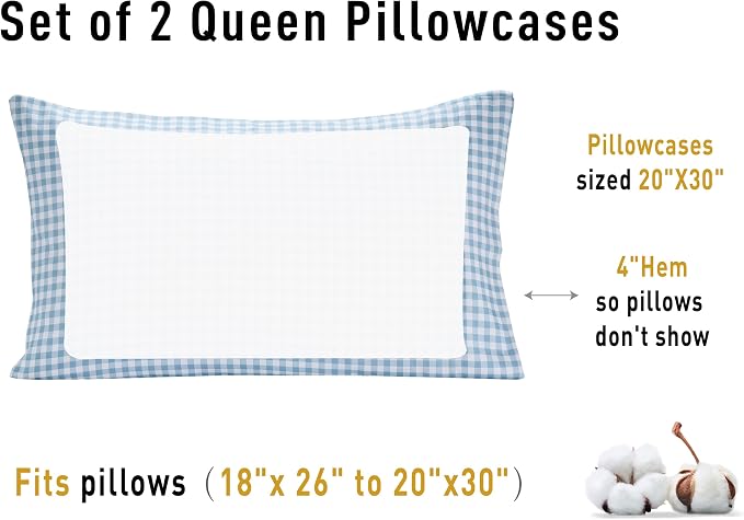 Sunflower Queen Pillowcases Set of 2, 100% Cotton Queen Size Pillow Cases 2 - Image 5