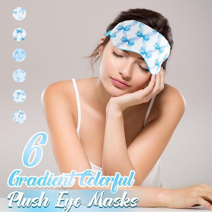 Cuffbow 6 Pack Plush Sleep Mask Set, Cute Plush Eye Masks - Image 4