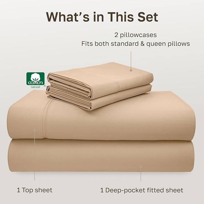 California Design Den 600 Thread Count Sheets Queen 100% Cotton Sateen - Image 4