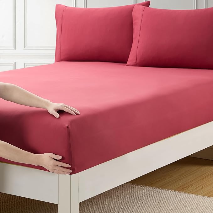 Twin Fitted Sheet Only with Full Elastic & Built in Corner Sheet Straps to by SweetHomeCollection