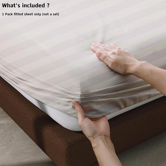 100% Egyptian Cotton Fitted Sheet Full Size, 600 Thread Count, Single Fitted - Image 3