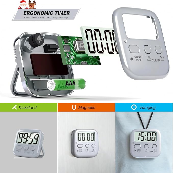 Antonki 2 Pack Digital Timer for Kids, Magnetic Countdown Kitchen Timers for - Image 5