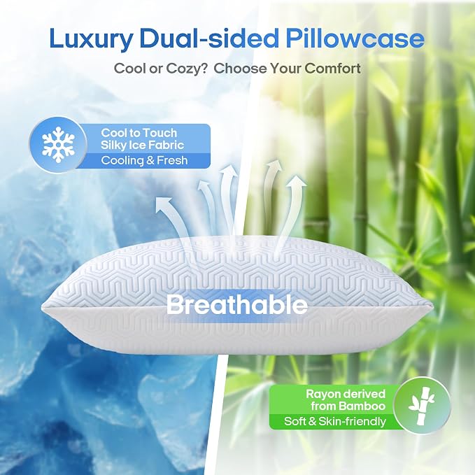 puredown® Cooling Goose Feather Down Pillow, King Size Bed Pillow Insert - Image 2