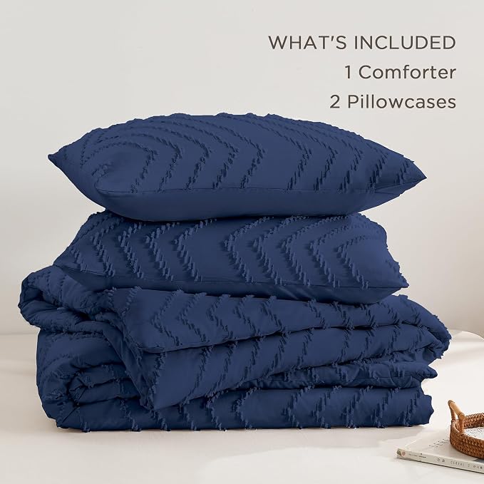 Andency Navy Blue Oversized Queen Comforter Set, Boho Soft Warm Bedding - Image 6