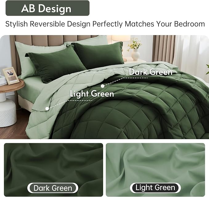 MUXHOMO 7 Pieces Oversized Queen Comforter Set, Reversible Bed in a Bag - Image 3