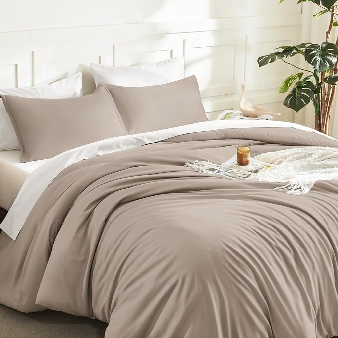 Litanika Light Coffee Comforter King Size, 3 Pieces Lightweight Solid Bedding - Image 5