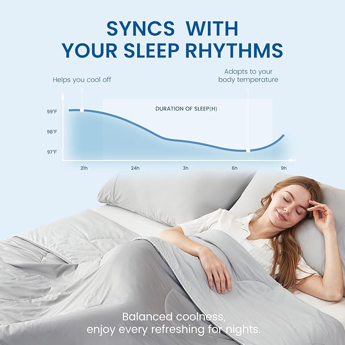 Cozy Bliss Cooling Comforter Twin Size, Reversible Lightweight Cooling Blankets - Image 2