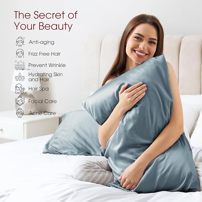 100% Silk Pillow Cases 2 Pack King Size Mulberry Silk Pillowcase - Image 3