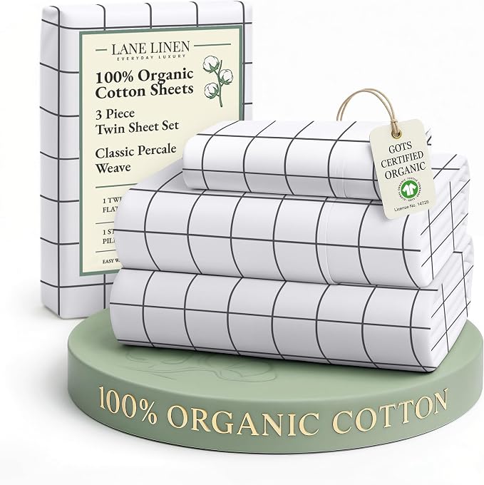 LANE LINEN Twin Sheet Set, 100% Organic Cotton Sheets Twin Size, Premium by LaneLinen