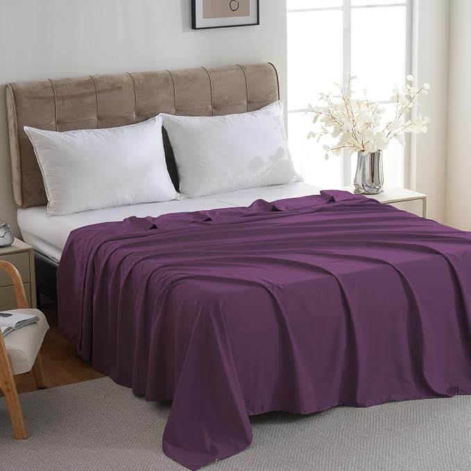 ZPECC Twin Flat Sheet Only 6 Pack, Durable Dark Purple Top Bed Sheets - Image 2