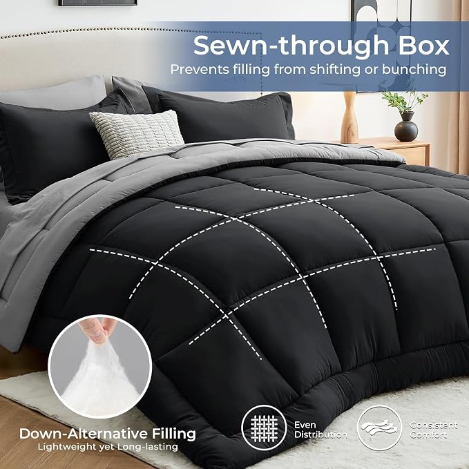Sasttie King Size Comforter Set, 7 Pieces Bed in a Bag King, Complete Bedding - Image 4