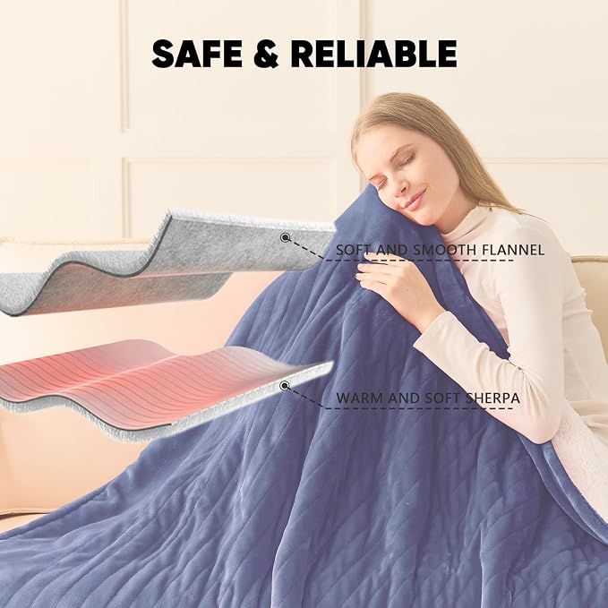 greenoak Heated Blanket Electric King Size 100"X90" Dual Control, Heating - Image 7