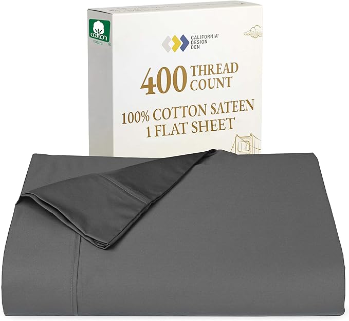 California Design Den Natural 100% Cotton Flat Sheet Twin by CaliforniaDesignDen