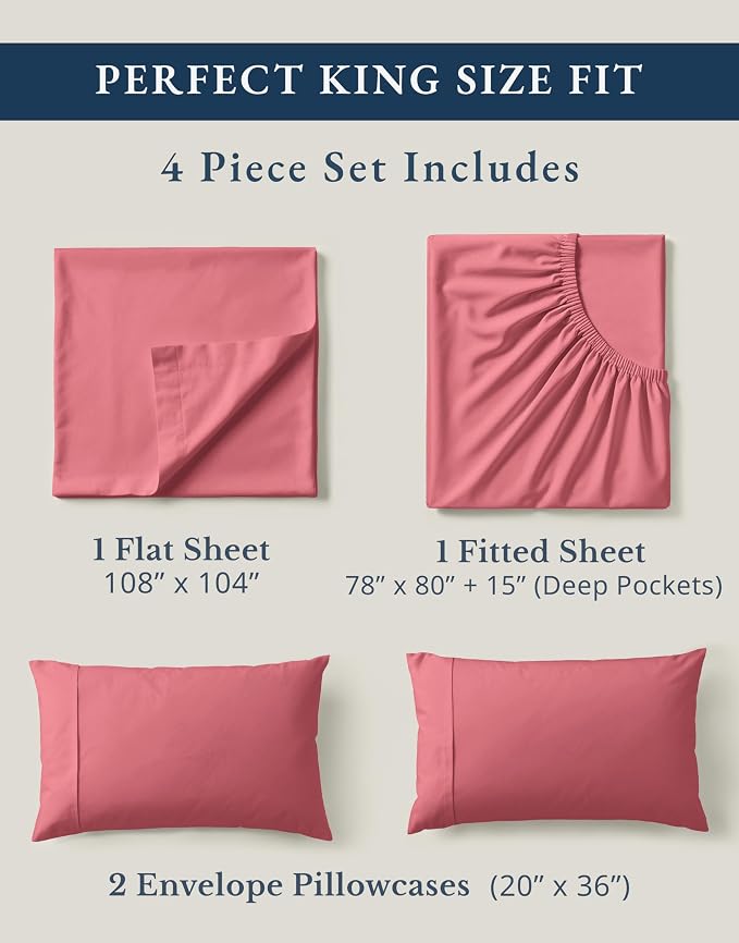 LANE LINEN 100% Organic Cotton Bedsheets King Size Bed, Soft & Comfy Luxury - Image 4