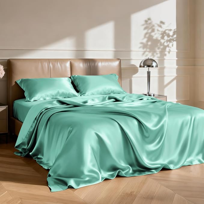 Love's cabin Full Satin Bed Linen Set, 4 Piece, Silky Soft, Luxury Feeling - Image 2